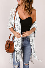 Load image into Gallery viewer, Openwork Open Front Cardigan with Fringes
