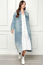 Load image into Gallery viewer, Veveret Full Size Distressed Raw Hem Pearl Detail Button Up Jacket
