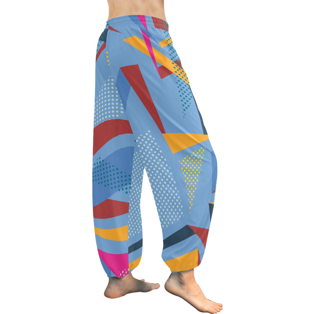 Ti Amo I love you  - Exclusive Brand  - Blue Geometric Pattern - Women's Harem Pants