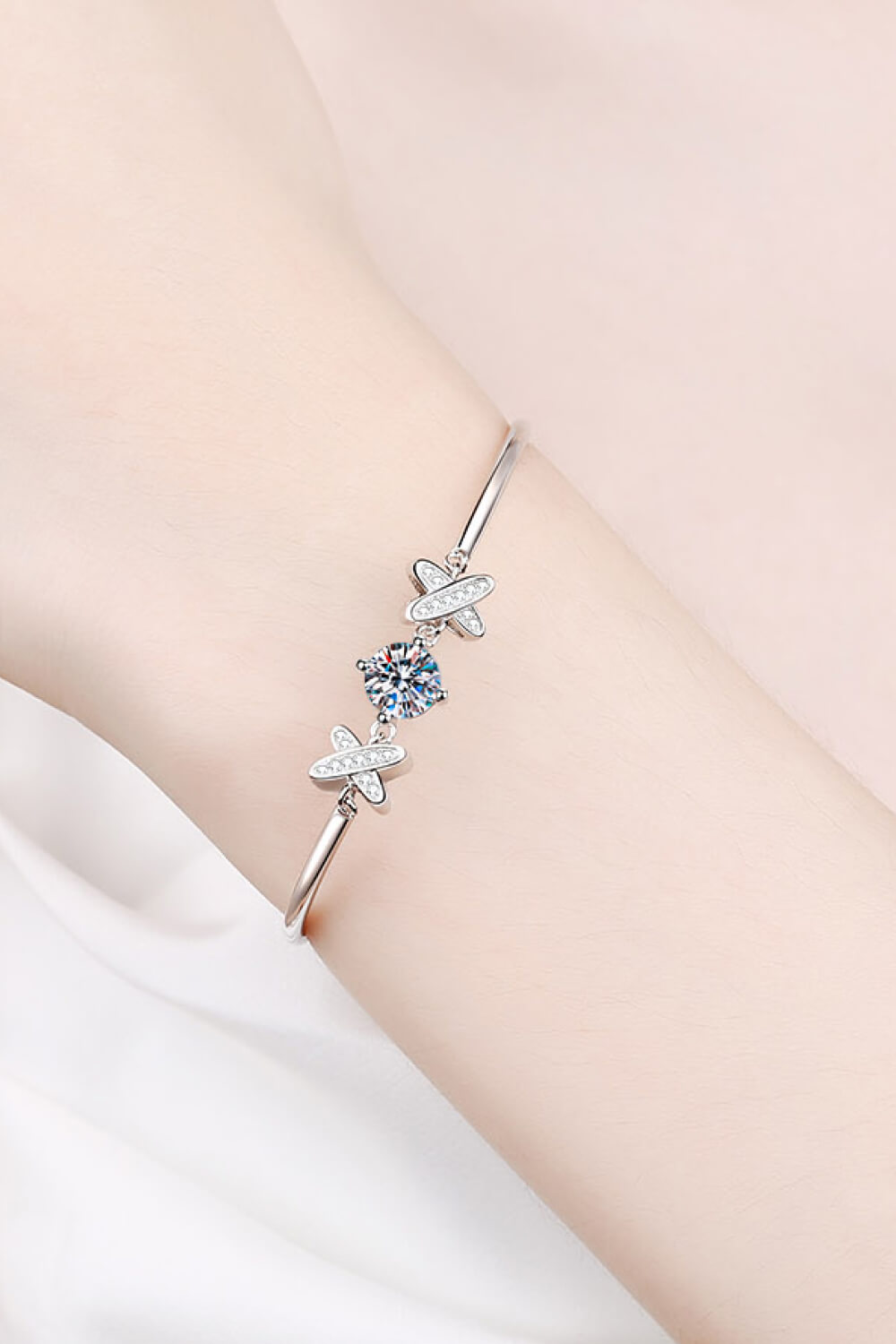 1 Carat 9" Moissanite Sterling Silver Bracelet with Zircon Accent Stones - Ti Amo I love you