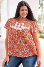 Load image into Gallery viewer, Plus Size Floral Lace Trim Round Neck Blouse
