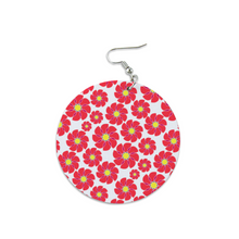 Load image into Gallery viewer, Ti Amo I love you - Exclusive Brand - Rose Madder Flowers - Geometric Round Wooden Earrings
