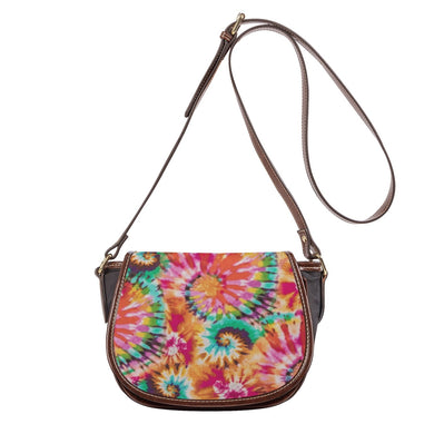 Ti Amo I love you - Exclusive Brand - Puerto Rico, Charm, Fire Bush, Razzmatazz - Tie-Dye - PU Leather Flap Saddle Bag