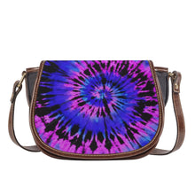Load image into Gallery viewer, Ti Amo I love you - Exclusive Brand - Persian Blue &amp; Heliotrope - Tie-Dye - PU Leather Flap Saddle Bag One Size
