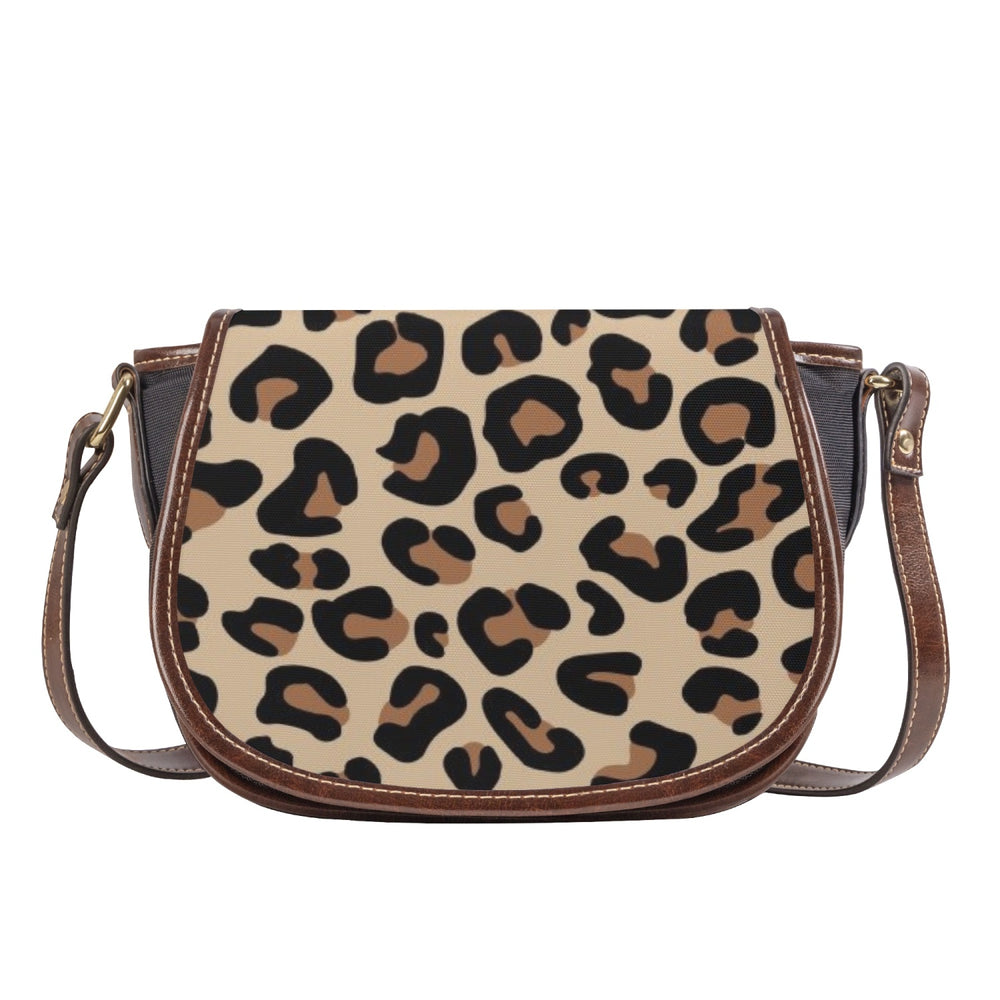 Ti Amo I love you - Exclusive Brand - Brown Leopard - PU Leather Flap Saddle Bag One Size
