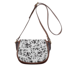 Load image into Gallery viewer, Ti Amo I love - Exclusive Brand - White &amp; Black Pattern - PU Leather Flap Saddle Bag
