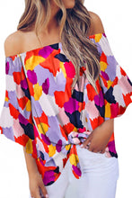 Load image into Gallery viewer, Tied Printed Off-Shoulder Half Sleeve Blouse
