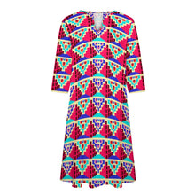 Load image into Gallery viewer, Ti Amo I love you - Exclusive Brand - Hot Pink &amp; Teal - Digital Pattern - 7-point Sleeve Dress - Sizes S-5XL
