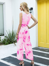 Load image into Gallery viewer, Tie-Dye Tie Waist Sleeveless Jumpsuit
