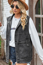 Load image into Gallery viewer, Sleeveless Denim Top with A Detachable Hood
