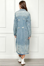 Load image into Gallery viewer, Veveret Full Size Distressed Raw Hem Pearl Detail Button Up Jacket
