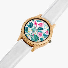 Load image into Gallery viewer, Ti Amo I love you - Exclusive Brand - Monstera Leaf - Womens Designer Italian Olive Wood Watch - Leather Strap
