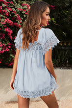 Load image into Gallery viewer, Lace Detail Square Neck Short Sleeve Blouse
