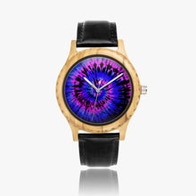 Load image into Gallery viewer, Ti Amo I love you - Exclusive Brand - Persian Blue &amp; Heliotrope - Tie-Dye - Unisex Designer Italian Olive Wood Watch - Leather Strap
