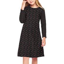 Load image into Gallery viewer, Ti Amo I love you - Exclusive Brand - 10 Designs - Toddler / Kids - Girls Black with Hearts &amp; Vines  - Girls&#39; Long Sleeve Dress - XS-XL - Sizes 2T-9Kids
