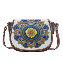 Load image into Gallery viewer, Ti Amo I love you - Exclusive Brand - Blue &amp; Daisy Mandala - PU Leather Flap Saddle Bag Default Title
