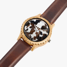 Load image into Gallery viewer, Ti Amo I love you  - Exclusive Brand  - Cow Pattern- Unisex Italian Olive Lumber Wooden Watch - Leather Strap
