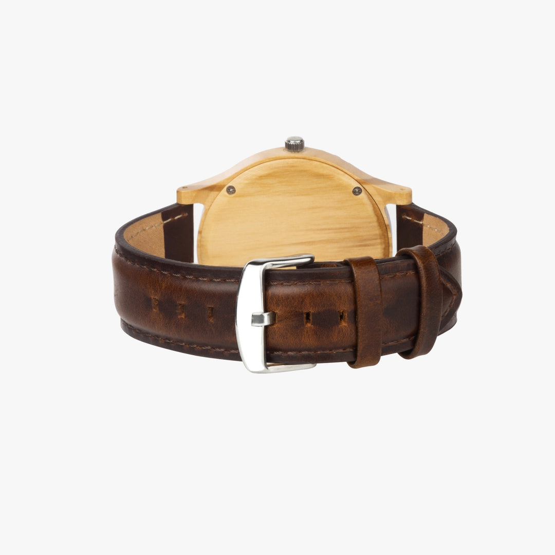 Ti Amo I love you - Exclusive Brand - Butterfly - Womens Designer Italian Olive Wood Watch - Leather Strap
