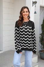 Load image into Gallery viewer, Wave Pattern Round Neck Long Sleeve Sweater
