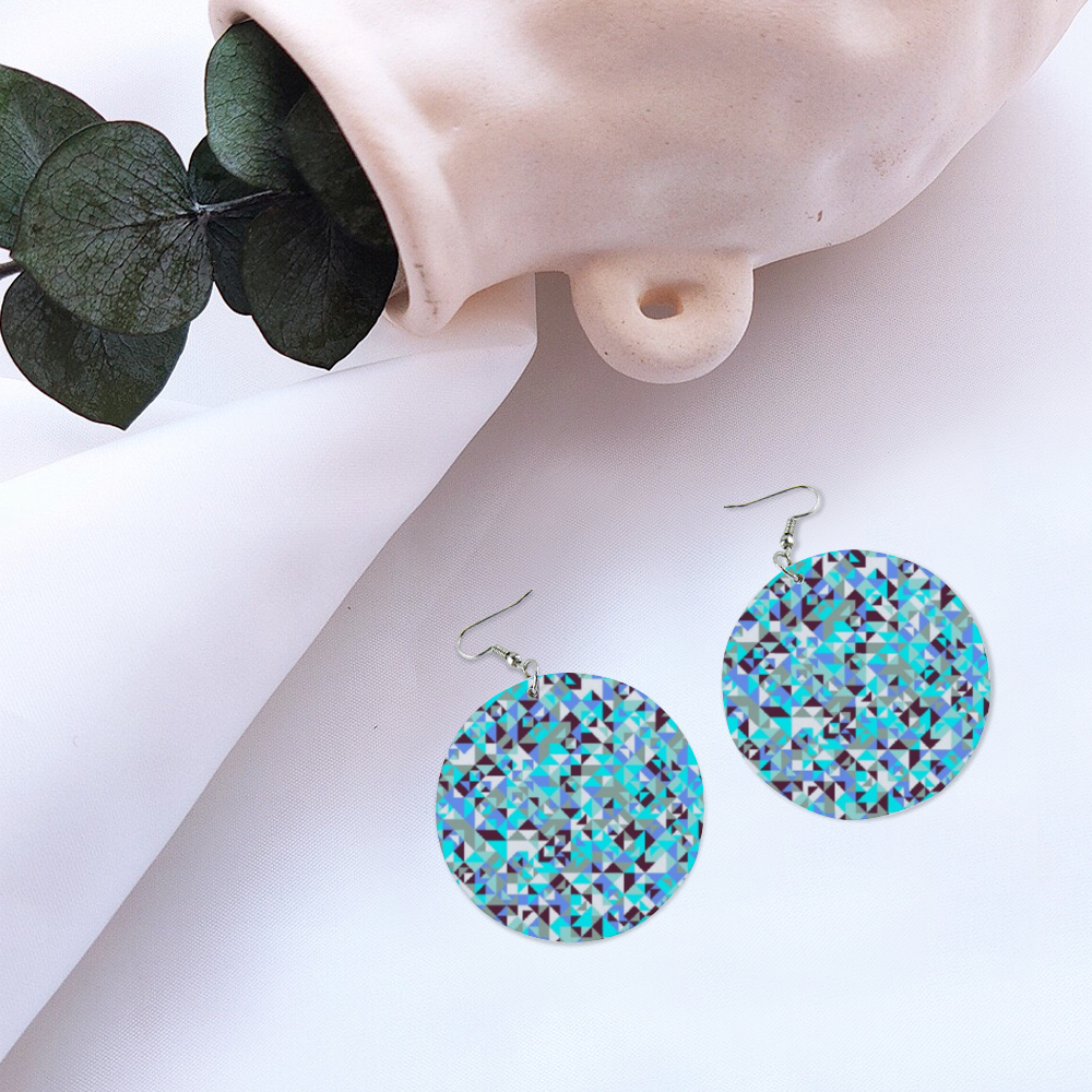 Ti Amo I love you - Exclusive Brand  - Pale Robins Egg Blue - Geometric Round Wooden Earrings