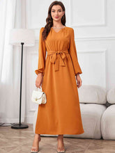 Load image into Gallery viewer, Tie Waist Puff Sleeve Maxi Dress
