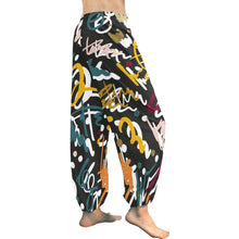 Load image into Gallery viewer, Ti Amo I love you - Exclusive Brand  - Black with Colorful Scribbles - Women&#39;s Harem Pants - Sizes XS-2XL
