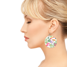 Load image into Gallery viewer, Ti Amo I love you - Exclusive Brand - Multicolored Floral- Geometric Round Wooden Earrings
