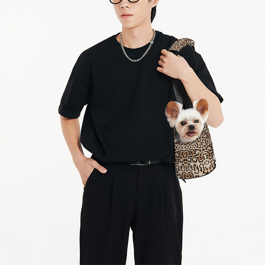 Ti Amo I love you - Exclusive Brand - Leopard Breathable Pet Tote Bag - Portable Foldable Pet Bag