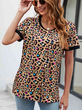 Load image into Gallery viewer, 4 Colors - Leopard Round Neck Short Sleeve Tee Shirt
