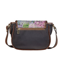Load image into Gallery viewer, Ti Amo I love you - Exclusive Brand - Purple Blue &amp; White Flower Pattern - PU Leather Flap Saddle Bag
