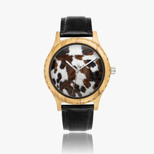 Load image into Gallery viewer, Ti Amo I love you - Exclusive Brand  - Cow Spots - Italian Olive Lumber Wooden Watch - Leather Strap
