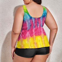 Load image into Gallery viewer, Ti Amo I love you - Exclusive Brand  - Rainbow Tie-Dye - Womens Plus Size Drawstring 2pc Swimsuit - Sizes XL-6XL
