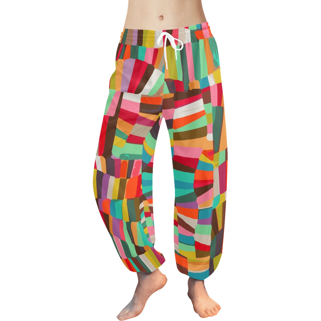 Ti Amo I love you  - Exclusive Brand  - Colorful Block Pattern - Women's Harem Pants