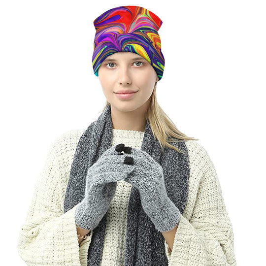 Ti Amo I love you - Exclusive Brand  - Rainbow Paint Swirl Pattern - Unisex Knit Hat