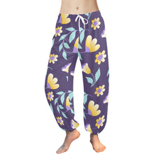 Load image into Gallery viewer, Ti Amo I love you  - Exclusive Brand  - Purple with Flowers - Women&#39;s Harem Pants
