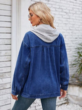 Load image into Gallery viewer, Pocketd Button Up Detachable Hooded Denim Jacket
