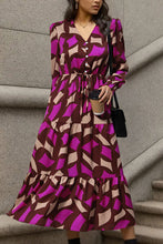 Load image into Gallery viewer, Printed Tied Pocketed Lantern Sleeve Dress
