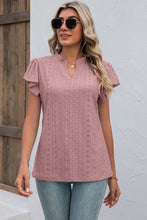 Load image into Gallery viewer, Eyelet Notched Flutter Sleeve T-Shirt
