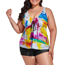 Load image into Gallery viewer, Ti Amo I love you - Exclusive Brand  - Multi-Color Paint Strokes - Women&#39;s Split 2pc Swimsuit
