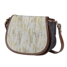 Load image into Gallery viewer, Ti Amo I love you Exclusive Brand - White &amp; Gold - PU Leather Flap Saddle Bag
