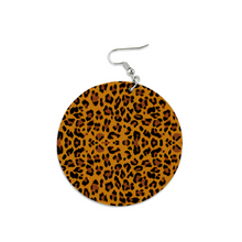 Load image into Gallery viewer, Ti Amo I love you Exclusive Brand - Fire Bush Leopard - Geometric Round Wooden Earrings
