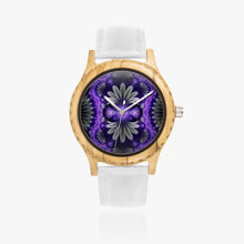 Load image into Gallery viewer, Ti Amo I love you - Exclusive Brand - Purple &amp; Grey Floral Pattern - Womens Designer Italian Olive Wood Watch - Leather Strap 45mm White
