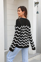 Load image into Gallery viewer, Wave Pattern Round Neck Long Sleeve Sweater
