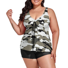 Load image into Gallery viewer, Ti Amo I love you - Exclusive Brand  - Bandicoot Camouflage  - Women&#39;s Plus Size Drawstring 2pc Swimsuit
