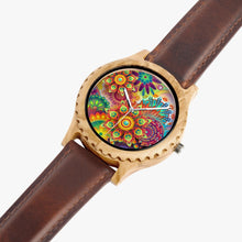 Load image into Gallery viewer, Ti Amo I love you - Exclusive Brand - Mandala Pattern - Unisex Designer Italian Olive Wood Watch - Leather Strap
