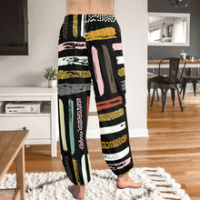 Load image into Gallery viewer, Ti Amo I love you  - Exclusive Brand  - Black Colorful Striped Pattern - Women&#39;s Harem Pants
