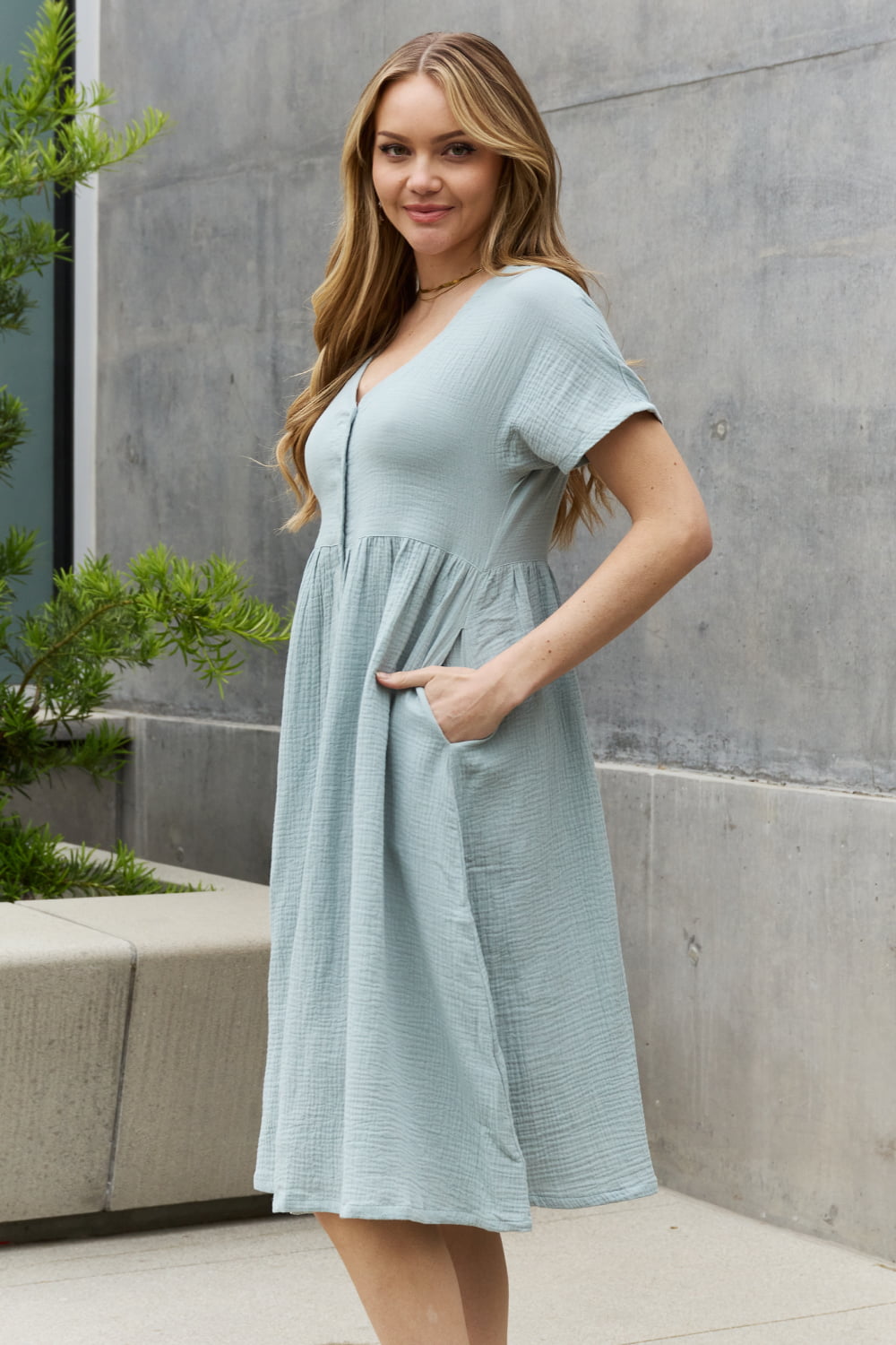 Sweet Lovely By Jen Plus Size Button Down Midi Dress