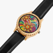 Load image into Gallery viewer, Ti Amo I love you - Exclusive Brand - Mandala Pattern - Unisex Designer Italian Olive Wood Watch - Leather Strap
