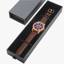 Load image into Gallery viewer, Ti Amo I love you - Exclusive Brand - Dotted Leaf Pattern - Womens Designer Italian Olive Wood Watch - Leather Strap
