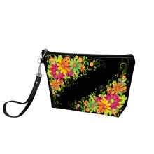 Load image into Gallery viewer, Ti Amo I love you - Exclusive Brand  - Black  - Multicolor Floral - Sling Cosmetic Bag
